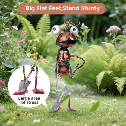 3-Piece 13" Busy Working Ants Metal Garden Statues for Outdoor Decor, Funny Metal Yard Art for Home Decoration, Handmade Retro Statue Gift for Garden Lovers, Women, and Men, for Various Settings