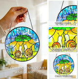 Stained Glass Suncatcher Window Hanging, Glass Sun Catchers Window Art, Suncatcher for Grandma/Mom/Women (Snail)