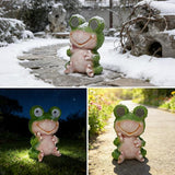 Solar Frog Garden Statue with Blinking Rotating LED Eyes, Solar Powered Auto On/Off, Waterproof Resin Outdoor Decor for Patio, Yard, Unique Gift for Women, Mom, Grandma