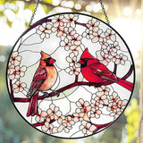 Cardinal Sun Catcher 8'' Stained Glass Window Hanging Cardinal Decor Gifts for Women Christmas Handmade Sun Catcher Decoration for Garden Home Housewarming Gifts Mother Day