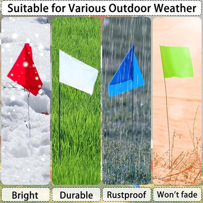 Zozen 100Pack Marking Flags, Red & Green & Blue & White, Writable / 15x4x5 Inch, Yard Flags for Lawn & Irrigation & Landscape & Sprinkler & Survey & Dog Training.