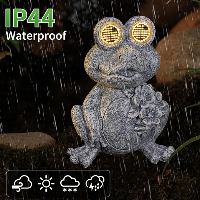 Solar Powered Frog Statue Lights, Frog Figurines Outdoor Garden Decor, Outdoor Patio Decor, Patio Porch Lawn Backyard Decor, Gardening Birthday Gifts for Daughters and Moms