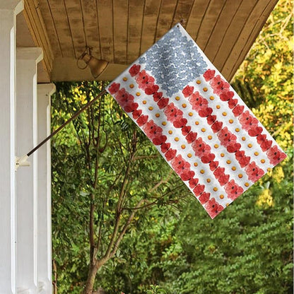 AVOIN colorlife Myosotis Poppy Memorial Day House Flag 3x5 FT Double Sided Outside, Patriotic American Flag Yard Outdoor Decoration