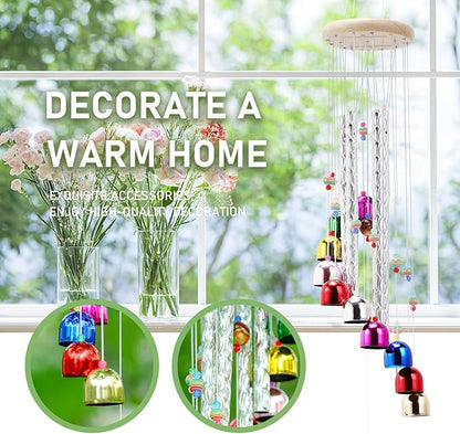 BWINKA Pleasant Colorful Wind Chimes with 4 Aluminum Tubes 13 Bells with Soothing Sound for Patio Porch Backyard Decoration/Meditation/Yoga…