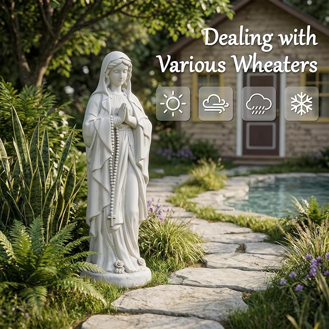 Virgin Mary Praying Statue, Outdoor 30 Inch Tall Large Religious Garden Statue, Blessed Mother Outdoor Statue, Virgen De Guadalupe Statues for Yard, Patio, Home Decor