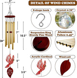 30'' Memorial Crystal Wind Chimes Loss of Mom Dad Grandparent Sympathy Cardinal Bird Keepsake Weatherproof Windchime Remembrance Gift in Memory Loved Ones for Window Outdoor Garden Decor HW2-LW
