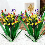 DDQ Metal Agave Plant Outdoor Decor with Artificial Flowers, Mexican Style Garden Sculpture, Waterproof Yard Art for Patio Lawn, Multiple Flower Options (Green Agave + Sunflower/Red/Yellow/Purple)