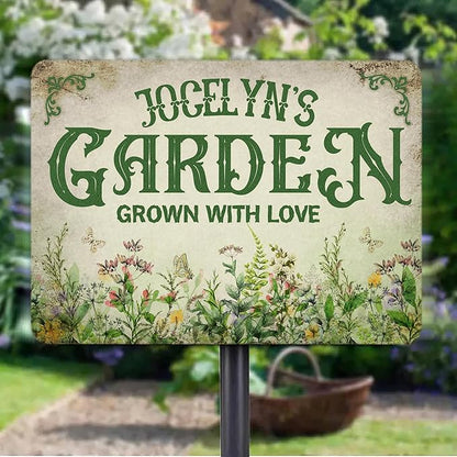 Personalized Metal Signs with Name Made in USA Custom Vintage Garden Sign Waterproof Vintage Decorative Metal Print for Wall Decor Customized Home Garden Ideas Gifts Artwork Prints for Yard Ourdoor