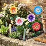 5Pack Metal Flowers for Outside，16.5 Inch Metal Flowers Decorative Garden Stakes for Spring Decor, Shaking Head Yard Art Garden Decorations for Outdoor Lawn Porch Pathway