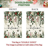 Baccessor Christmas House Flag 28x40 Inch Double Sided Poinsettia Holly Red Berries Floral Welcome Winter Lage Garden Flag Farmhouse Vintage Outside Outdoor Yard Holiday Decoration