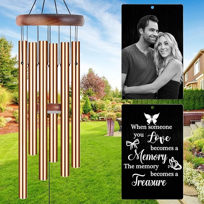 Personalized Wind Chimes Memorial Engraved Gift,Custom Sympathy Wind Chime for Loss of Loved One,Customized Mother Father Dog Pet Family Remembrance Bereavement Gifts