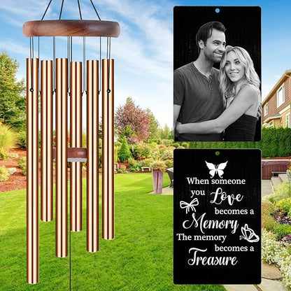 Personalized Wind Chimes Memorial Engraved Gift,Custom Sympathy Wind Chime for Loss of Loved One,Customized Mother Father Dog Pet Family Remembrance Bereavement Gifts