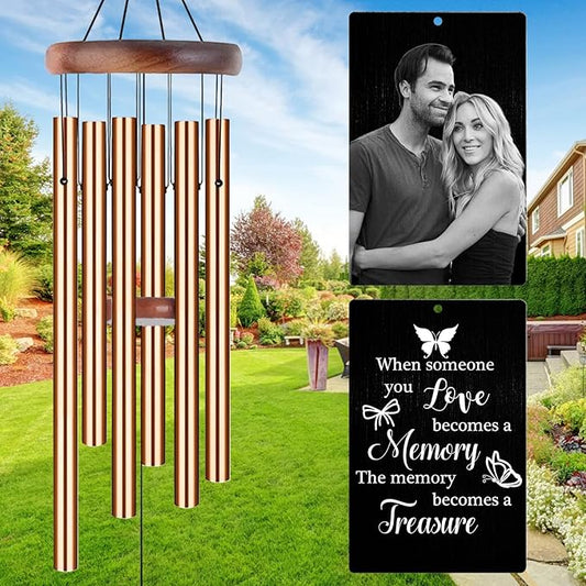 Personalized Wind Chimes Memorial Engraved Gift,Custom Sympathy Wind Chime for Loss of Loved One,Customized Mother Father Dog Pet Family Remembrance Bereavement Gifts