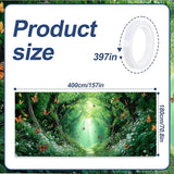 13x6 ft Enchanted Forest Path Garage Door Banner - Sunlit Tree Tunnel with Butterflies & Light Rays Backdrop, Hanging Nature Decor for Garden or Patio, Serene Outdoor Wall Art