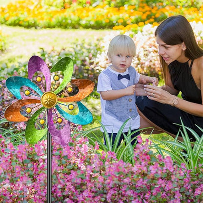 Metal Wind Spinners Outdoor, 360° Wind Sculpture Spinner with Metal Stake, Waterproof Spinners Green Kinetic Wind Spinner for Yard Lawn Decor (A- Colourful 1PC)
