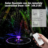 AISITIN 6.5W Solar Glass Panel Fountain, LED Colorful Lights & Remote Control, Rechargeable with Storage, Solar Powered Water Fountain Pump with Integrated Bracket for Bird Bath, Garden, Outdoor, Pond