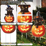 Large Outdoor Halloween Yard Signs, 2 PCS 31 inch Pumpkin Black Cat Halloween Yard Stakes Kids Friendly for Lawn Garden Home Decor Outside Party Supplies