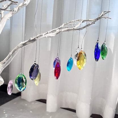 H&D HYALINE & DORA 38mm Multi-Color Feng Shui Faceted Decorating Crystal Horse Eye Prism,Pack of 12