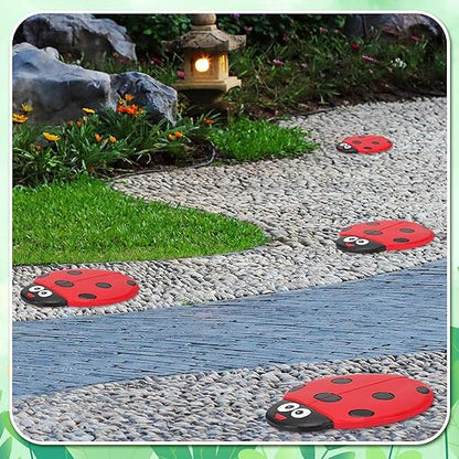 Landical 3 Pcs Ladybug Stepping Stone Garden Stepping Stones Walkway Decorative Stone for Garden Decor Outdoor Flower Beds Yard Decorations