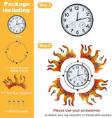 shumi Large Sun Outdoor Wall Clock, Outdoor Clock Thermometer and Hygrometer Combo, Decorative Wall Clock Silent Non-Ticking for Patio, Pool and Bathroom