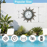 Garden Outdoor Clocks with Thermometer and Hygrometer Combo, Silent No-Ticking Outdoor Wall Clocks, Waterproof Outdoor Clocks Vintage Copper Sun, 18.5 Inch