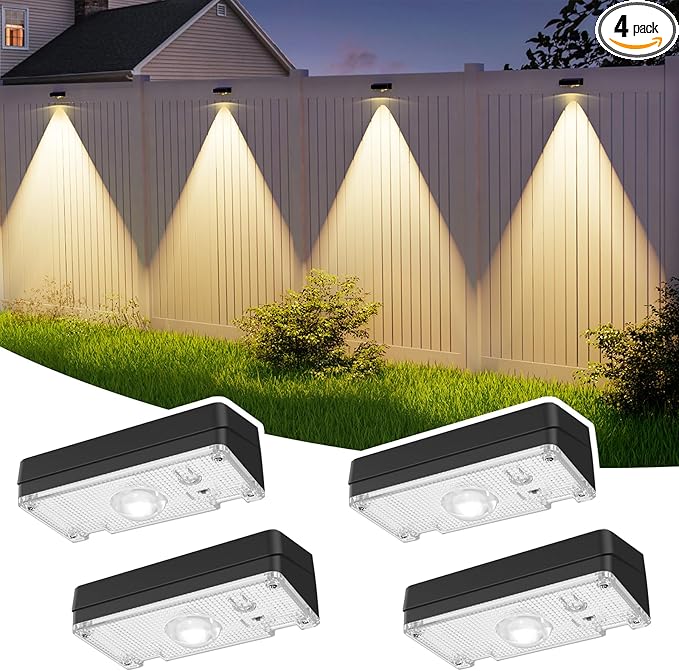 ZCXLIGHT Solar Fence Lights,Fence Lights Solar Powered Waterproof IP65 Multicolor Led 12 Fixed Colors ＆RGB Color Changing for Pool, Deck, Patio, Porch, Stairs, Holiday-4pack