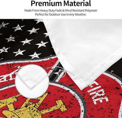 Firefighter Flag 3 X 5 Ft Polyester with Brass Grommets For Lawn Patio Yard Garden Home Outdoor Decor Fade Resistant Banner
