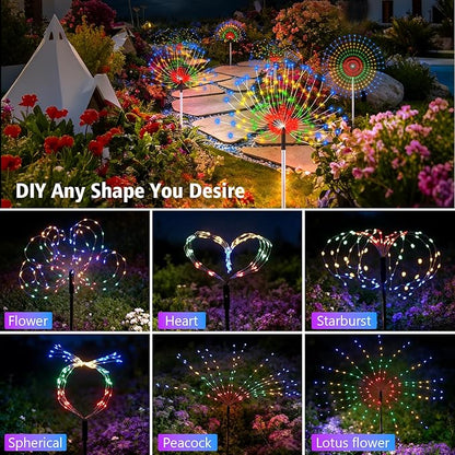 echosari Outdoor Solar Garden Lights, Total 6 Pack 720 LED Firework Light with 8 Modes IP65 Waterproof Solar Landscape Lights for Backyard Patio Pathway Lawn (Multicolor)