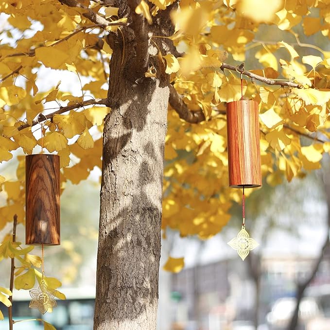 Chakra Chimes Natural Bamboo Wind Chimes Meditation Chord Windchime Wind Bell for Home Decoration Zen Mindfulness Heart Chakra
