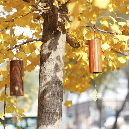 Chakra Chimes Natural Bamboo Wind Chimes Meditation Chord Windchime Wind Bell for Home Decoration Zen Mindfulness Heart Chakra