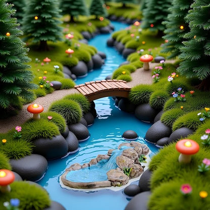 1Pc Blue DIY Mini Water Pool Fairy Garden Lawn Ornament Outdoor Miniature Statues for Mountain Dollhouse Decor Craft Garden Sculptures and Statues