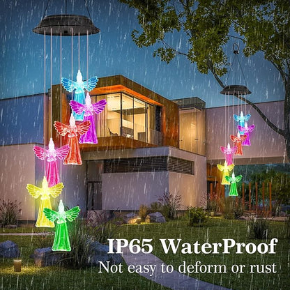 Gifts for Women Mom Grandma, Gardening Birthday Gifts for Mothers Day, Angel Solar Wind Chimes for Outside, Wind Chimes Outdoor Waterproof, Solar Lights Outdoor Decorative for Garden Patio Yard