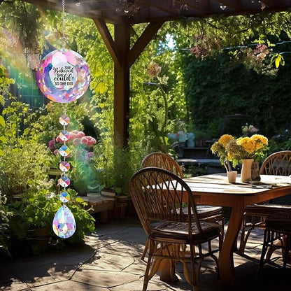 She Believed She Could So She Did - Crystal Sun Catcher Ornament, Suncatcher for Home Office Bedroom Living Room, Sun Catcher, Gifts for Women Friend Daughter Christmas Birthday Graduationg (She)