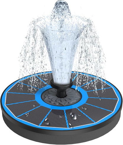 Yzert Solar Fountain for Bird Bath Direct Sunlight High Efficiency 3.5W Glass Panel Solar Water Fountain Outdoor Garden Flower (Blue)