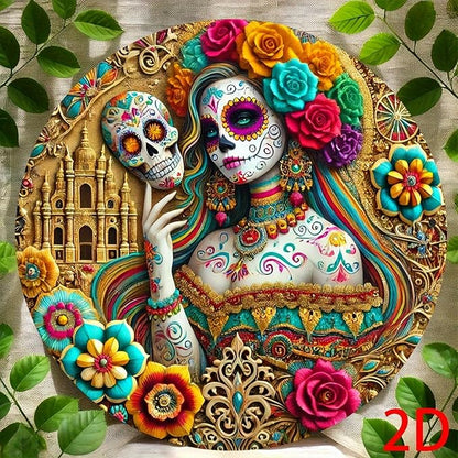 7.87inch Witch Sun Catchers Indoor Window The Day of Dead Skull Floral Acrylic Suncatcher Halloween Glass Window Hanging Gothic Decor with Chain for Home Garden Ornament Women Lover Gift