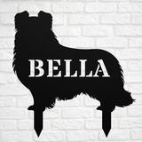 Personalized Shetland Sheepdog Garden Statue Stake,Custom Sheltie Outdoor Yard Art Decor,Memorial Remembrance Sculpture for Yard Garden Porch Lawn Grassland Park Farm Flowerpot Decor.