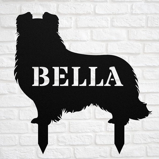 Personalized Shetland Sheepdog Garden Statue Stake,Custom Sheltie Outdoor Yard Art Decor,Memorial Remembrance Sculpture for Yard Garden Porch Lawn Grassland Park Farm Flowerpot Decor.
