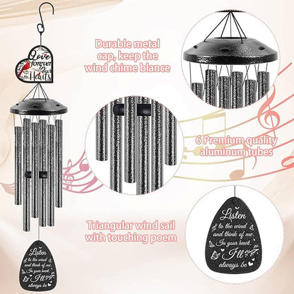 Memorial Wind Chimes for Loss of Loved One, Cardinal Sympathy Windchimes for Outside, Bereavement Gifts Wind Chime for Garden Patio Porch Decor, Sympathy Gift in Memory of a Loved One