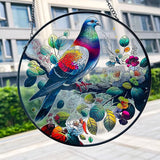 RIVEENY Stained Glass Window Hangings,8" Suncatcher Stained Glass Window Panels,Stained Panel Hangings Gift Women Girls Thanksgiving Birthday Gifts for Mom Grandma (Pigeon)