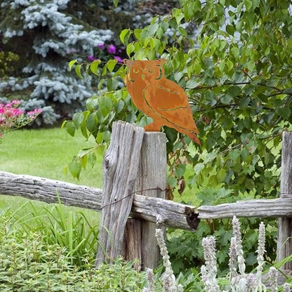 HANABASS 1pc Garden Owl Iron Stake Decor Charming Outdoor Decoration for Lawn Patio Easy to Install Garden Ornament Beautiful Rusty Metal Owl Design for Ambiance