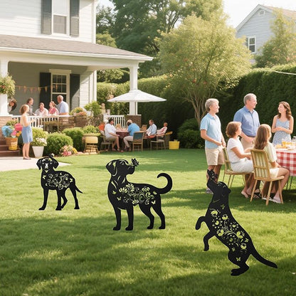 Romart Labrador Decorative Garden Stakes, Labrador Retriever Gifts for Dog Lovers, Metal Butterfly Floral Lab Dog Silhouette Yard Stakes for Outdoor Lawn Patio Art Decor