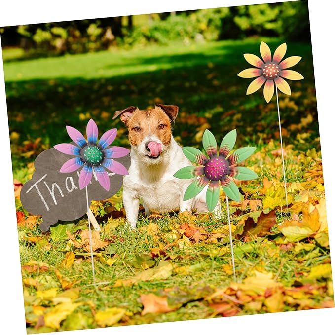 ULTECHNOVO 4pcs Metal Flower Garden Stakes Flower Decor for Lawn and Pathway Garden Insert Decor for Outdoor Patio Courtyard and Walkway