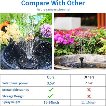 AISITIN 3.5W Solar Water Fountain with Storage & Integrated Bracket, Floating Solar Fountain Pump with Nozzles for Bird Bath, Garden, Pond, Pool, Aquarium and Outdoor