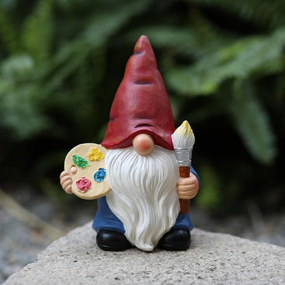 Garden Gnome with Paint Palette and Brush Statue Decoration Figurine Ornament for Indoor Outdoor Home Patio Yard Lawn,Gift for Mom