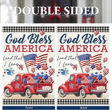 4th of July House Flags for Outdoor,Patriotic American Truck with Buffalo Plaid Yard Flags for Outside,Memorial Decorative Flag for 250th USA Anniversary Holiday Decoration 28x40 Inch Double Sided