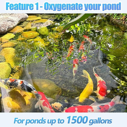 Pond Fountain Aerator 1 HP, 750 W 15,000 GPM 110V/120V Includes 100-foot Power Cord Pond Aerator Multi-Function Timer Ond Fountain Suitable for Ponds and Lakes