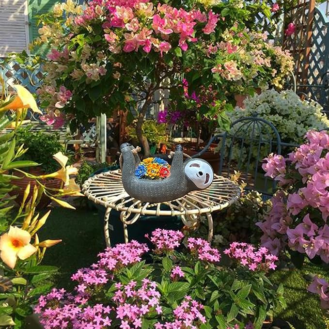 Steviieden Sloth Garden Solar Light, Cute Decor Balcony Yard Lantern Statue Garden Art Ornaments Patio Lawn Decorations Lights for House Warming Party Gift
