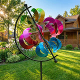 Large Kinetic Wind Spinner Outdoor Metal - 3D Wind Sculptures & Catchers with Stable Stake, Multi-Color Yard Art Decoration for Garden, Patio, Lawn, and Backyard