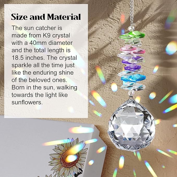 Christmas Sun Catcher Gift for Mom from Daughter, Moms Birthday Gifts Crystal Hanging Ornament, I Love You Mom Unique Mothers Day Rainbow Maker