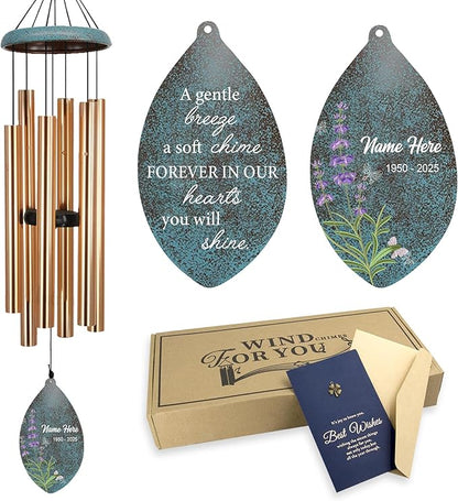 ASTARIN Personalized Sympathy Wind Chimes, Memorial Gifts Wind Chimes, Deep Tone Windchime for Loss of Loved Ones Mom/Dad/Friends, Outdoor Garden Decor